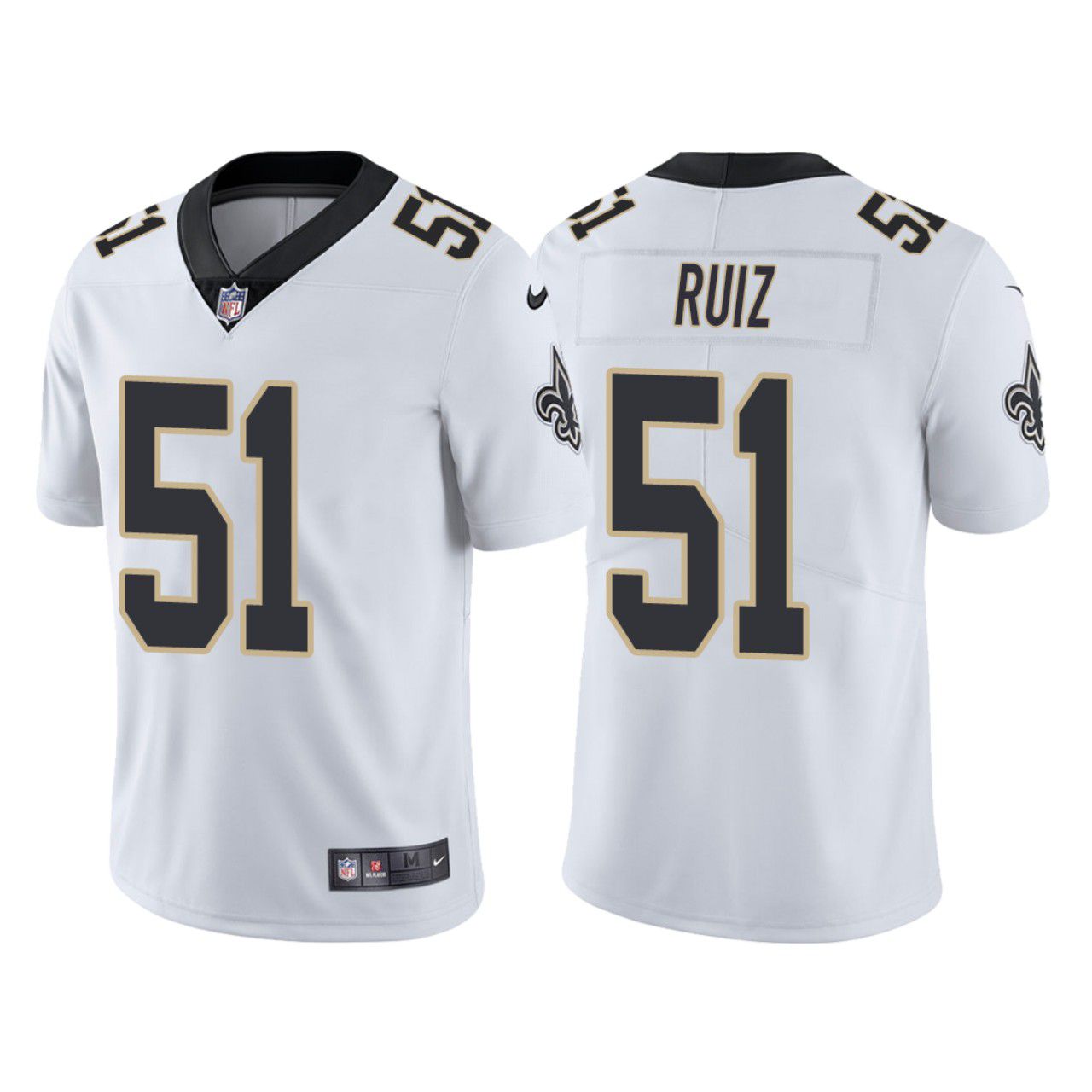 Men New Orleans Saints #51 Cesar Ruiz Nike White Vapor Limited NFL Jersey